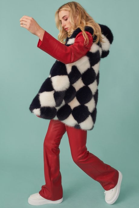 JAYLEY Faux Fur Block Gilet | Waistcoat With Hood