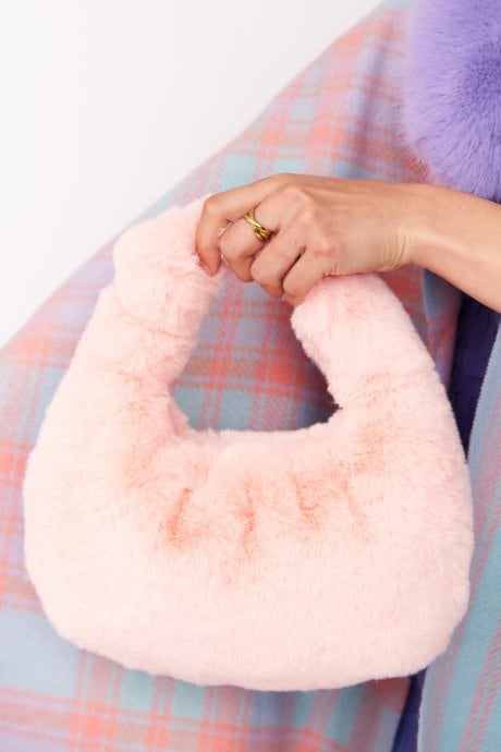 JAYLEY Faux Fur Charlotte Bag In Baby Pink