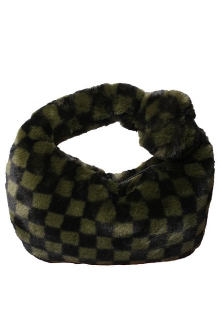 JAYLEY Faux Fur Checkered Green Bag