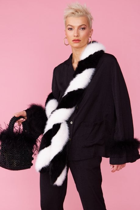JAYLEY Faux Fur Contrast Barber Twist Scarf