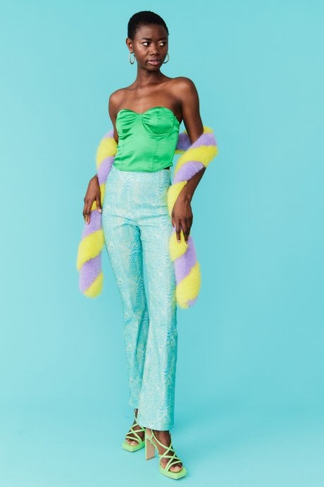 JAYLEY Faux Fur Contrast Barber Twist Scarf