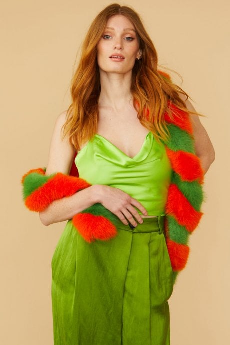 JAYLEY Faux Fur Contrast Barber Twist Scarf