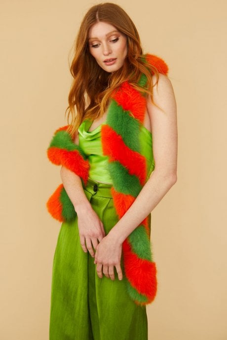 JAYLEY Faux Fur Contrast Barber Twist Scarf