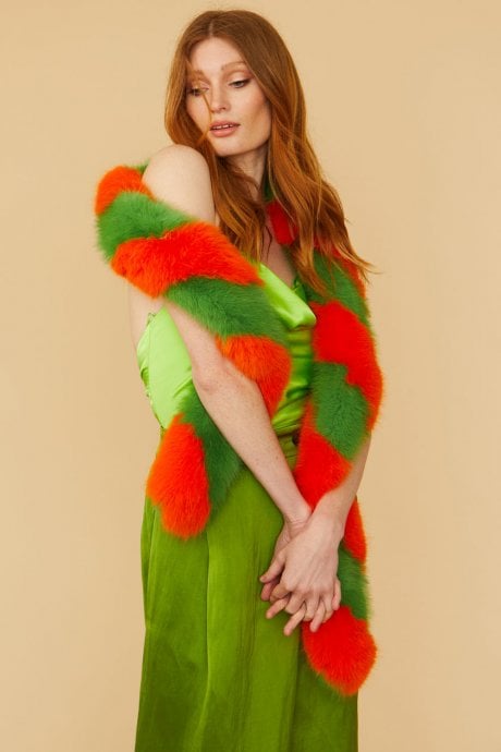 JAYLEY Faux Fur Contrast Barber Twist Scarf