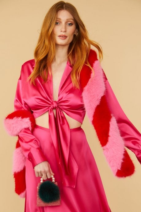 JAYLEY Faux Fur Contrast Barber Twist Scarf