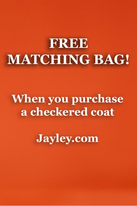 JAYLEY Faux Fur Green And Black Check Coat With Faux Mongolian Trim