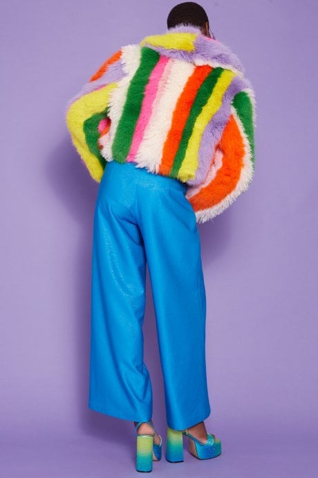 JAYLEY Faux Fur Hand Crafted Eco Bamboo Cropped Coat