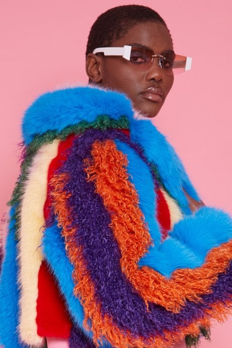 JAYLEY Faux Fur Hand Crafted Eco Bamboo Cropped Coat