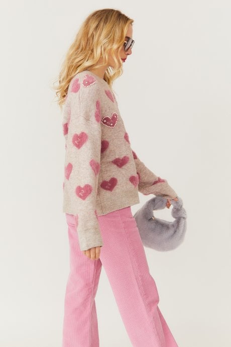 JAYLEY Faux Fur Jodie Bag In Light Grey