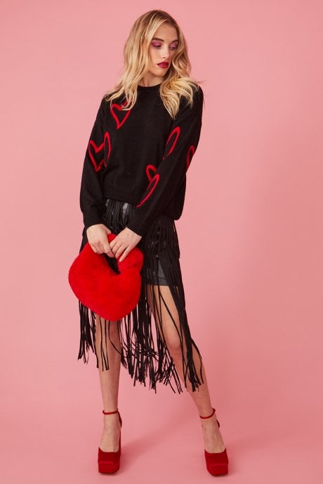 JAYLEY Faux Fur Jodie Bag In Red