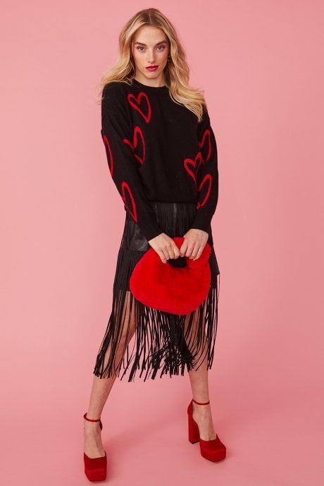 JAYLEY Faux Fur Jodie Bag In Red