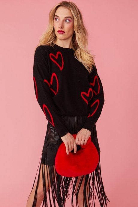 JAYLEY Faux Fur Jodie Bag In Red