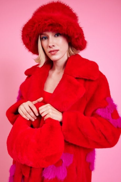 JAYLEY Faux Fur Jodie Bag in Red