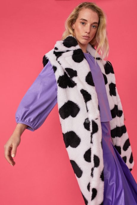 JAYLEY Faux Fur Long Love Heart Gilet | Waistcoat