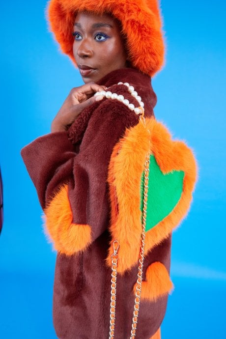 JAYLEY Faux Fur Love Heart Bag