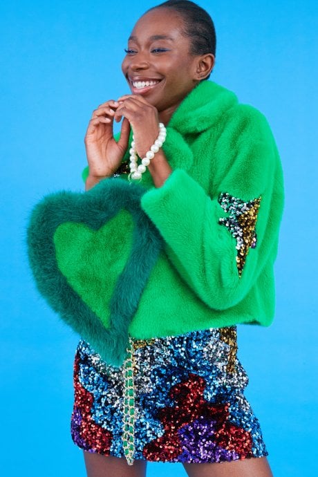 JAYLEY Faux Fur Love Heart Bag