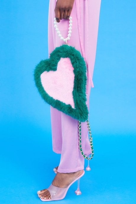JAYLEY Faux Fur Love Heart Bag