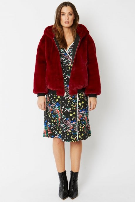 JAYLEY Faux Fur & Polyester Reversible Jacket
