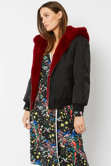 JAYLEY Faux Fur & Polyester Reversible Jacket