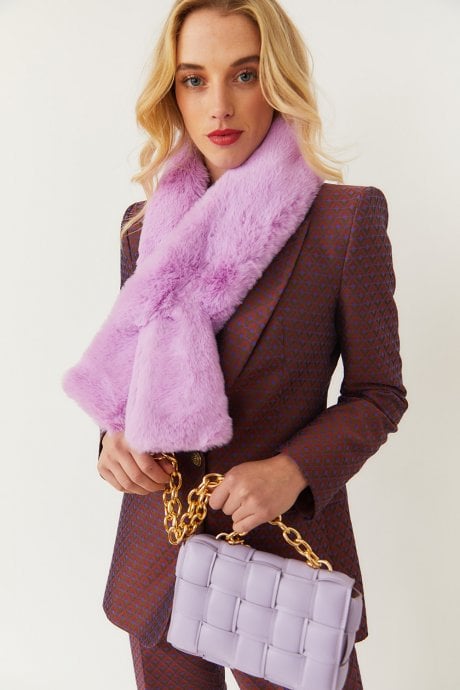 JAYLEY Faux Fur Scarf In Purple