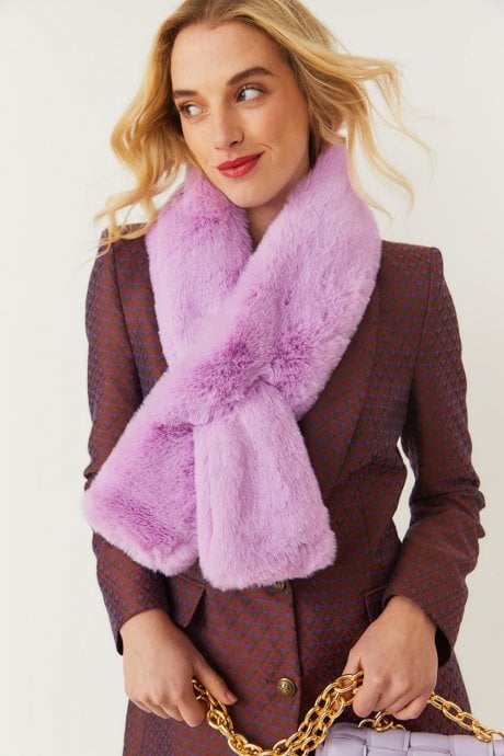 JAYLEY Faux Fur Scarf In Purple