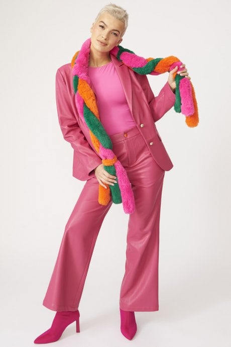 JAYLEY Faux Fur Tri-Colour Plaited Scarf