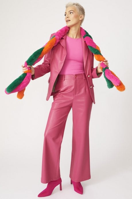 JAYLEY Faux Fur Tri-Colour Plaited Scarf