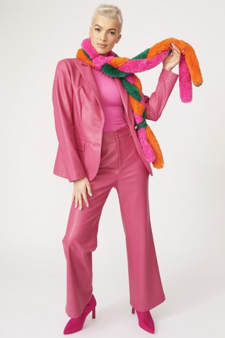 JAYLEY Faux Fur Tri-Colour Plaited Scarf