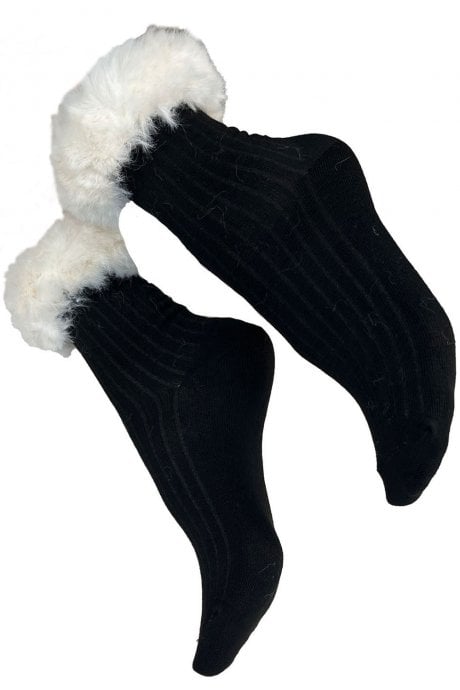 JAYLEY Faux Fur Trim Silk blend Socks