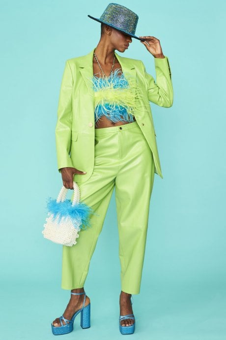 JAYLEY Faux leather Kate Blazer in Green