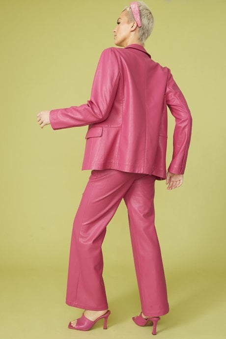 JAYLEY Faux Leather Kate Blazer In Pink
