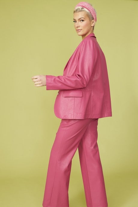 JAYLEY Faux Leather Kate Blazer In Pink