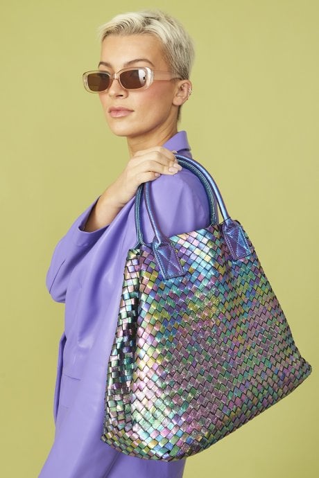 JAYLEY Faux Leather Kate Blazer In Purple