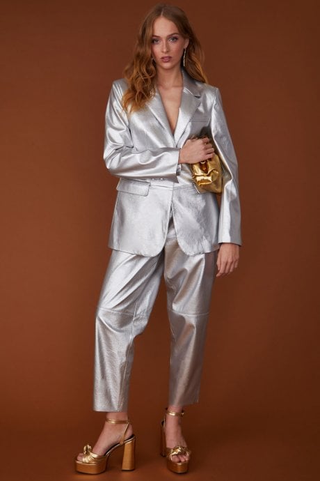 JAYLEY Faux leather Kate Blazer in Silver