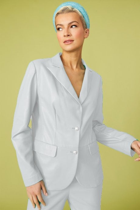 JAYLEY Faux leather Kate Blazer in White