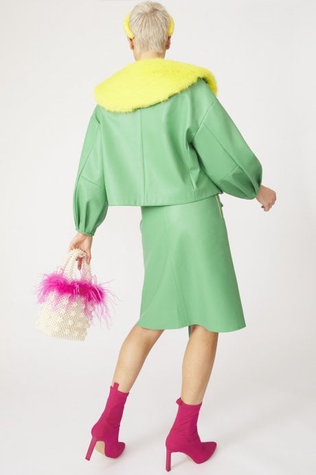 JAYLEY Faux Leather Midi Skirt