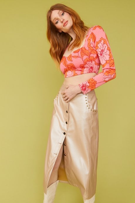 JAYLEY Faux Leather Pencil Skirt