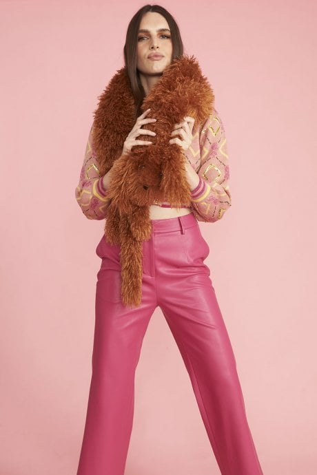 JAYLEY Faux Mongolian Fur Hound Scarf