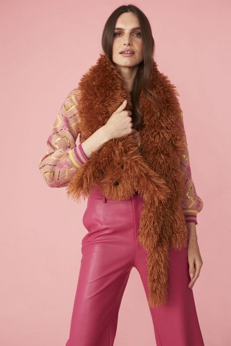 JAYLEY Faux Mongolian Fur Hound Scarf