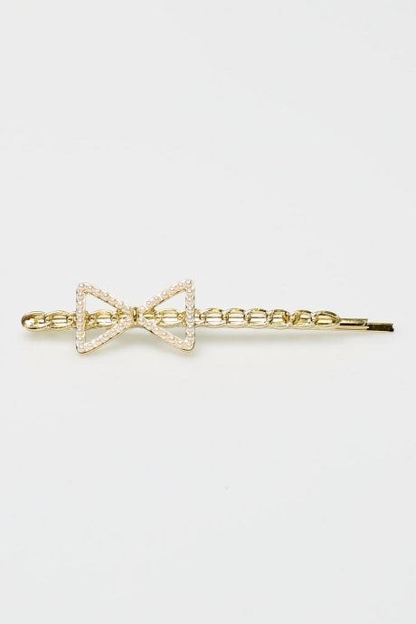JAYLEY Faux Pearl Bow Hair Slide