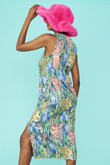 JAYLEY Faux Suede Animal Jungle Design Bodycon Dress