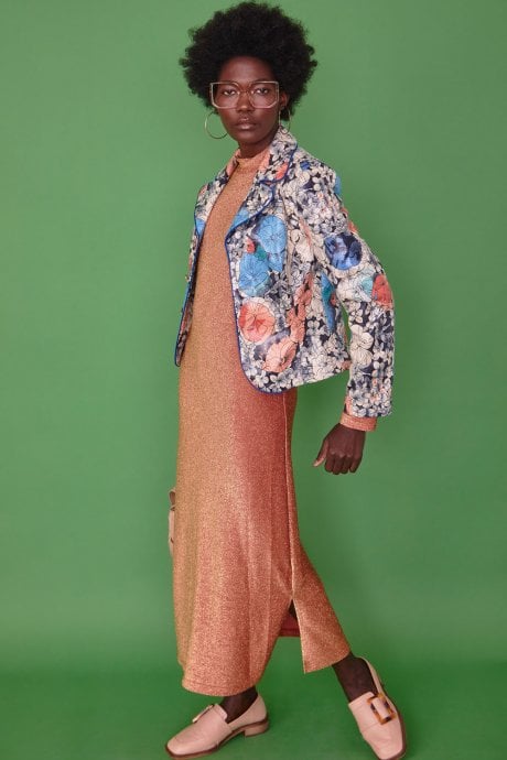 JAYLEY Faux Suede Floral Caroline Blazer