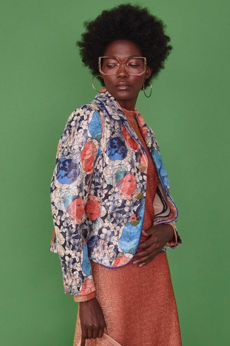 JAYLEY Faux Suede Floral Caroline Blazer