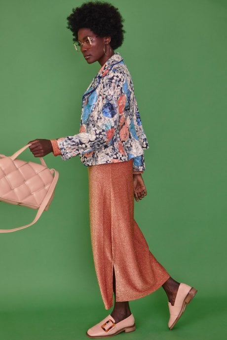 JAYLEY Faux Suede Floral Caroline Blazer