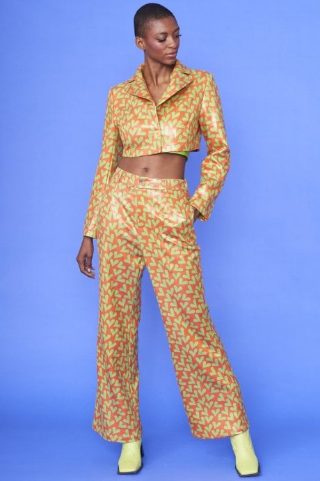 JAYLEY Faux Suede Love Heart Trousers