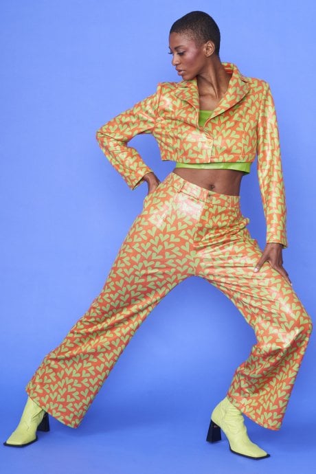 JAYLEY Faux Suede Love Heart Trousers