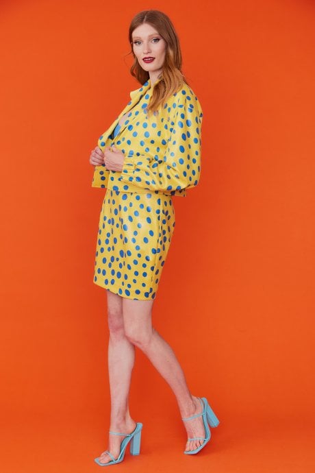 JAYLEY Faux Suede Polka Dot Parma Skirt