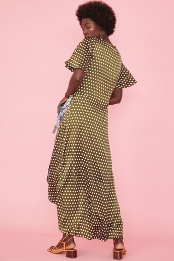 JAYLEY Floral And Polka Dot Wrap Maxi Dres