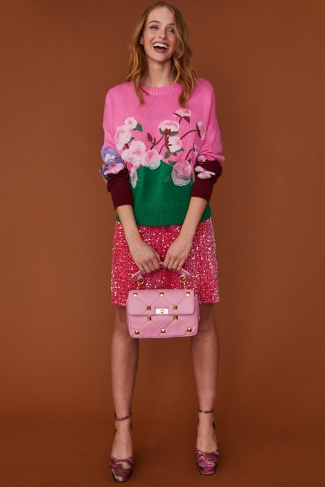 JAYLEY Floral Banana Peel Jumper In Pink