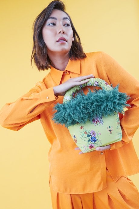 JAYLEY Floral Eco Faux Fur Bag